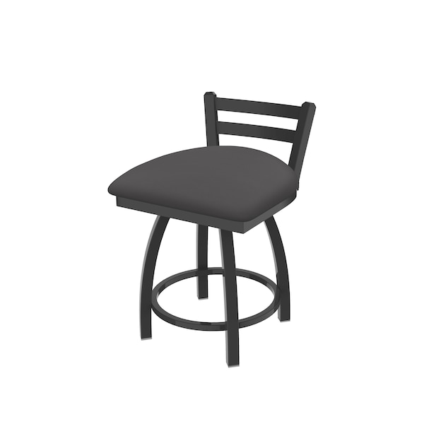 18" Low Back Swivel Vanity Stool, Pewter Finish, Canter Storm Seat